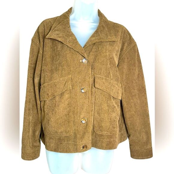 Avec Les Filles Blazer Women’s Brown Corduroy Flap Pockets Boho Minimalist M - Picture 1 of 8